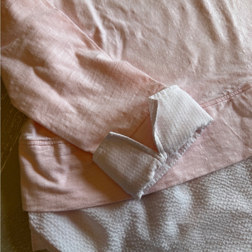 Ladies Pale Pink Layered-Look Long Sleeve Top with Faux Shirt Hem & Collar - Picture 3 of 12